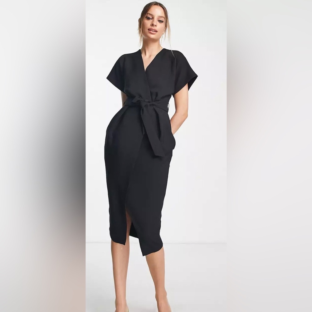 Black Wrap-style dress
